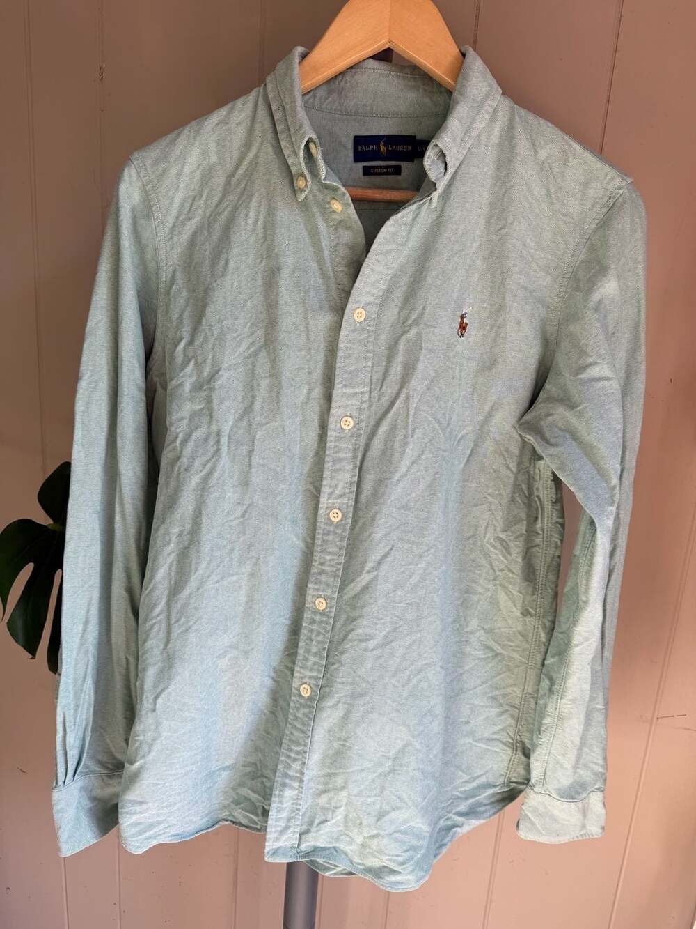 Ralph Lauren Men's Size XL Button Up Long Sleeve Shirt Teal Color